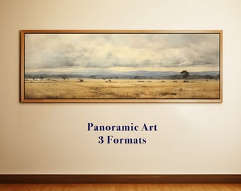 Panoramic Wall Art, Landscape Painting, Instand Download