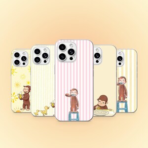Curious George Phone Case Animal Monkey Cover for iPhone 17Pro, 16, 15, 14, 13, 12, Samsung S26, S25, S24, S23Fe, A16, A56, Pixel 10, 9Pro