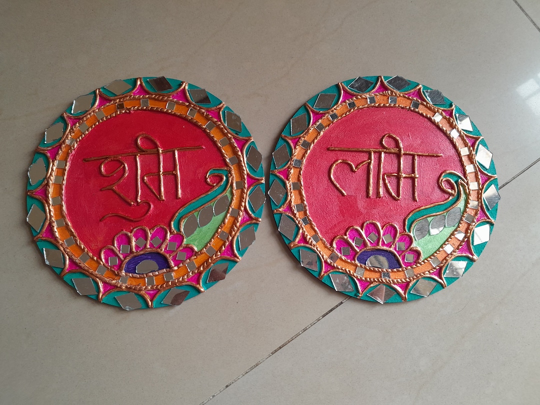 Shubh Labh Lippan Art On Round Mdf Board Etsy shubh-labh-lippan-art-on-round-mdf-board-etsy