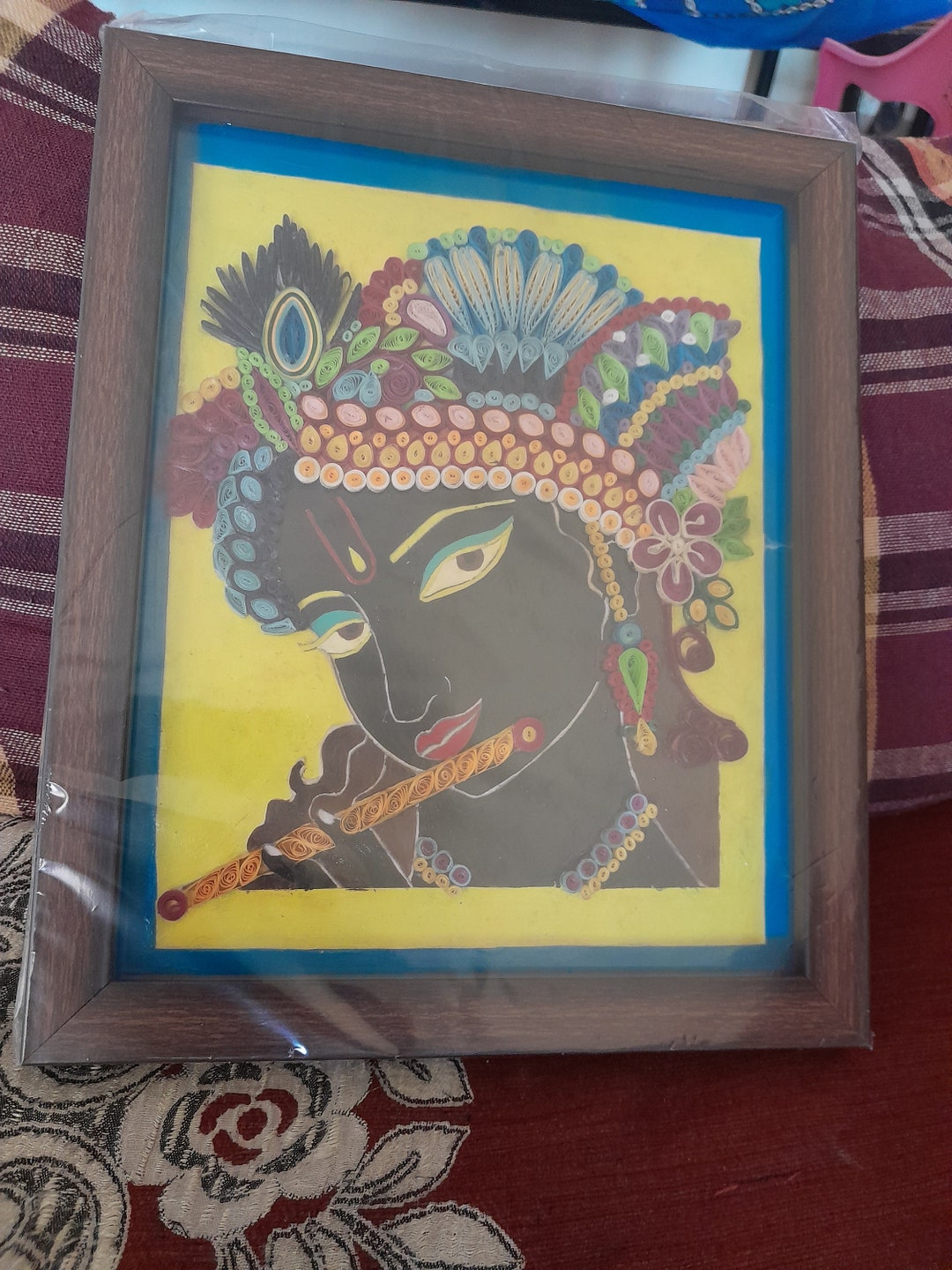 Paper Quilling Art of Lord Krishna in Wooden Glass Frame Etsy