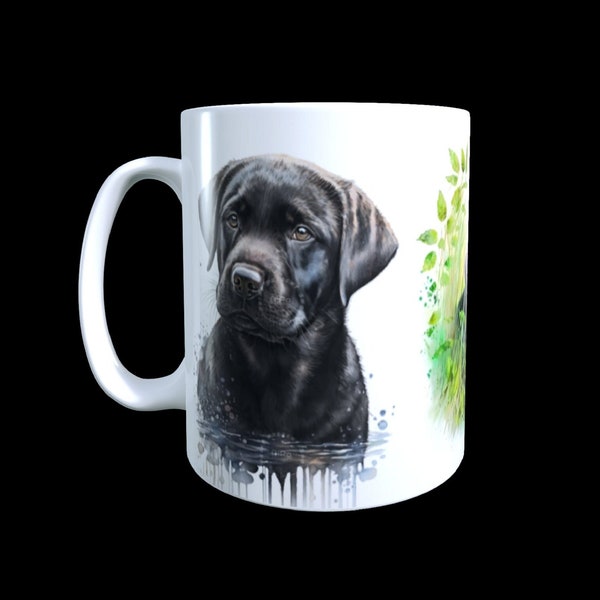 Personalisierte Tasse mit Hundemotiv "Labrador in Schwarz" Kaffeetasse Kaffeebecher Porzellantasse Geschenk für Hundefreunde