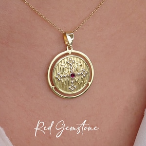 Solid gold cross in K9, K14 & K18, Orthodox ICXC NIKA Coin Pendant, Christian Baptism Gift