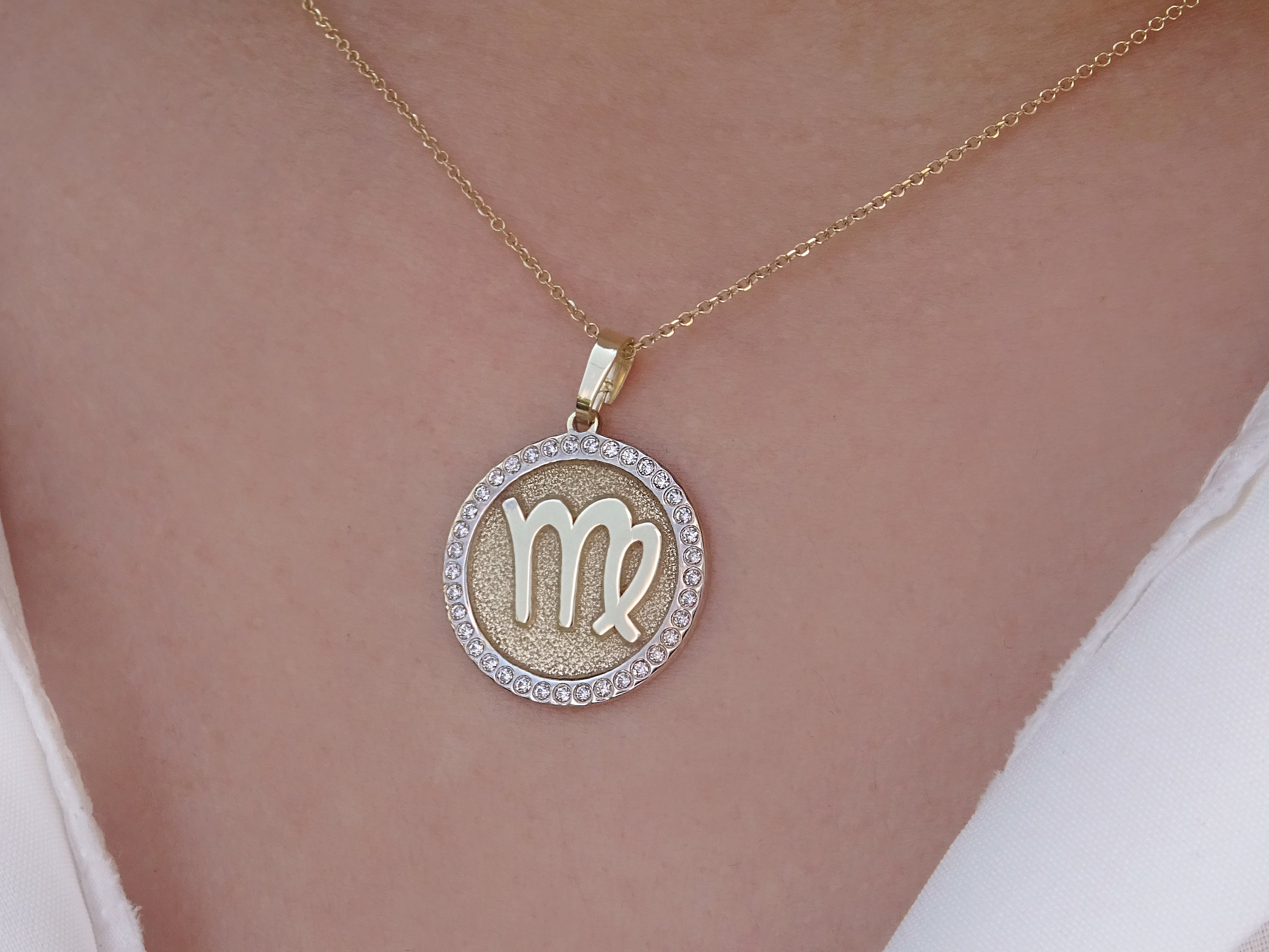 Solid Gold Zodiac Necklace K18, Zodiac Personalized Necklace 