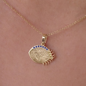Diamond Fingerprint Necklace, Solid Gold Memorial Jewelry, Mother’s Day gift, Mother’s Day