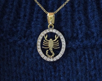 Solid Gold Zodiac Necklace 18K, Gold Horoscope Necklace with Zirconia Stones, Diamond Stone Horoscope Necklace, Custom Zodiac Necklace K14