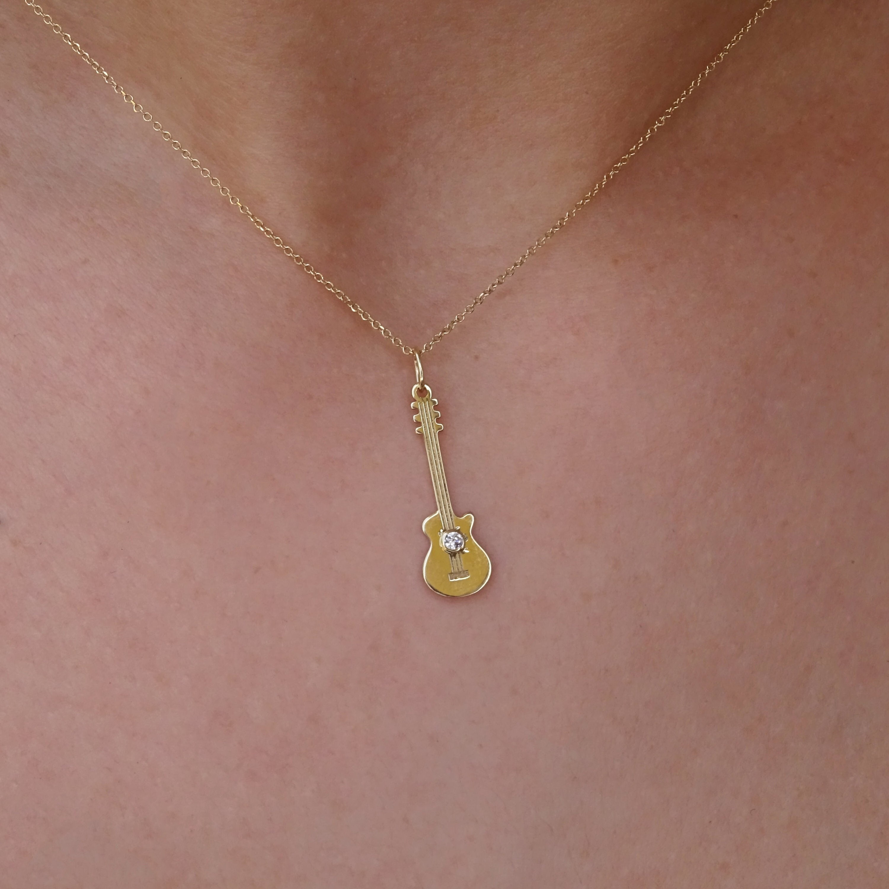 Buy Solid Gold Guitar Necklace K18, Musician Gift, Custom Guitar 