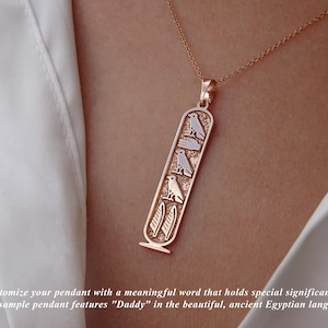 Silver Egypt Cartouche Necklace, Silver Hieroglyph Necklace, Mother’s Day gift, Mother’s Day