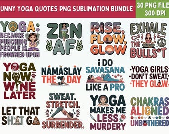 Funny Yoga Quotes PNG Bundle: High-Resolution Designs (Digital Download