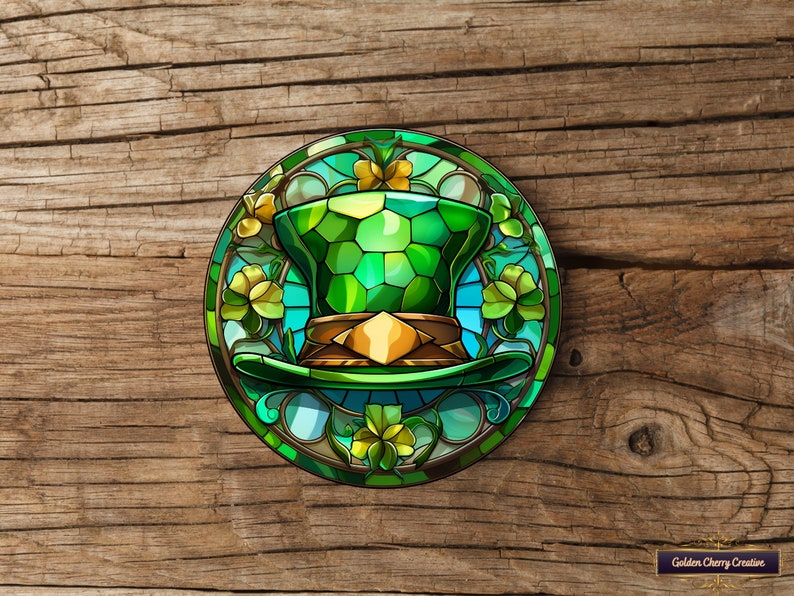Round Stained Glass St. Patrick's Day Clipart Sublimation Bundle 20 PNG Files for Ornaments, Cards, Gift Tags, Mugs, Tshirts and more image 4