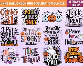 Funny Halloween Quotes PNG Bundle: Spooky Sublimation Designs (Digital Download