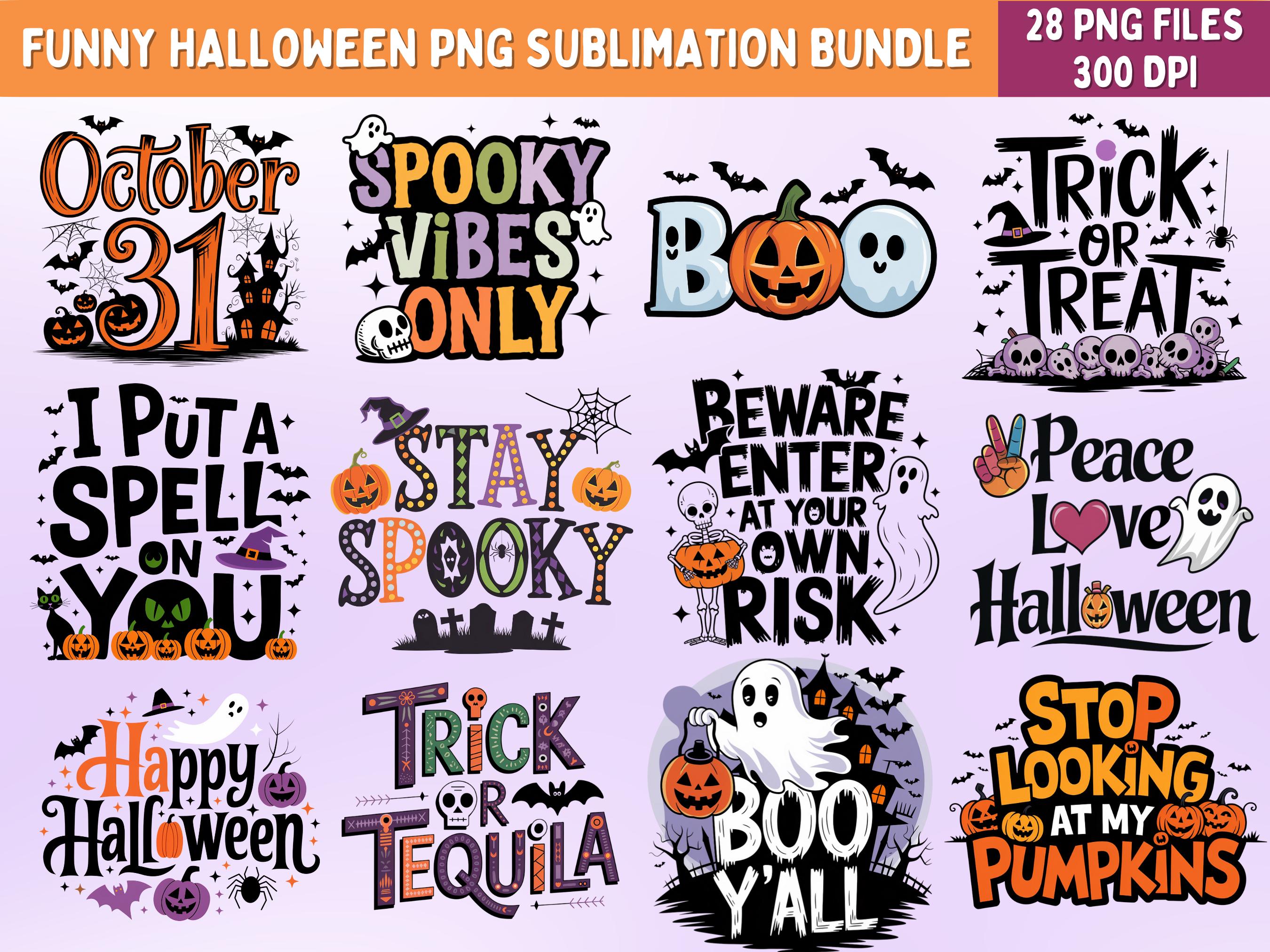 Funny Halloween Quotes PNG Bundle: Spooky Sublimation Designs (Digital Download