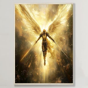 Aartsengel Michaël krijger van God en zijn twee zwaarden om te downloaden | Afdrukbare Aartsengel | Christelijke kunst | Sint-Michaël decoratief geschenk