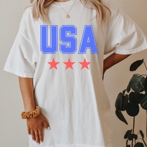 USA Comfort Colors® Tee Retro USA T Shirt Patriotic Shirt 4th of July T-Shirt for Women Made in USA Freedom Shirt Gift for Her America Shirt