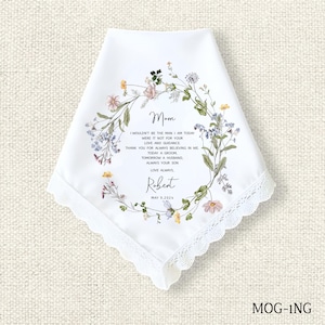 Mother of the Groom Handkerchief, Personalized Handkerchief, Wedding Keepsake, Custom Embroidery Gift, Bridal Accessories, Bridal Party gift