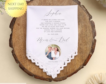 To My Daughter Wedding Gift, Gift from Parents, from Mom, from Dad, Personalized Gift, Wedding Handkerchief, Gift for Daughter
