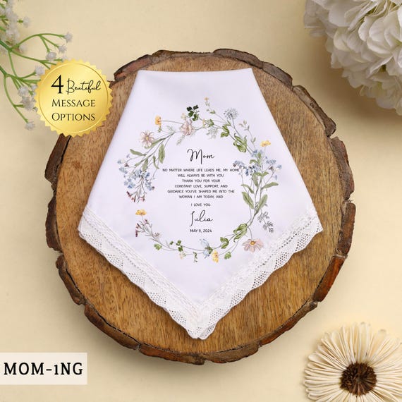 MOTHER of the BRIDE Gift Personalized Weding Hankerchief for Mom of the Bride Wedding Gift for Mum from Daughter Bridesmaid Wedding day Gift
