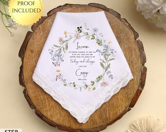 Stepmother Wedding Handkerchief Gift from the Bride, Stepmom Personalized Handkerchief, for Second Mom, Stepmother Gift