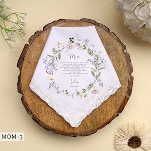 MOTHER of the BRIDE Gift Personalized Weding Hankerchief for Mom of the Bride Wedding Gift for Mum from Daughter Bridesmaid Wedding day Gift image 3