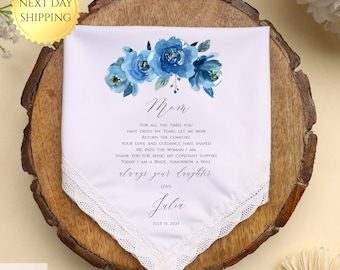 Mother of the Bride gift wedding handkerchief, mom wedding gifts from daughter, gift for mom wedding, personalized gift, mother hankerchief