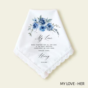 Personalized Anniversary Handkerchief Gift for Husband, 13th Anniversary Gift, Anniversary Gift for Wife, Lace Wedding Anniversary Gift