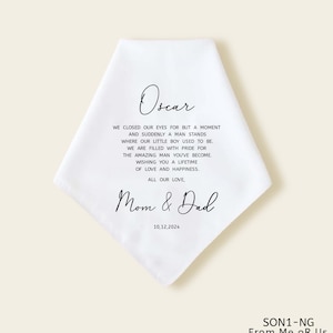 Wedding Gift To SON from Mum, Wedding Gift To Son from Dad, Personalized Wedding Handkerchief, Wedding Day Gift from parents, Groom Gift