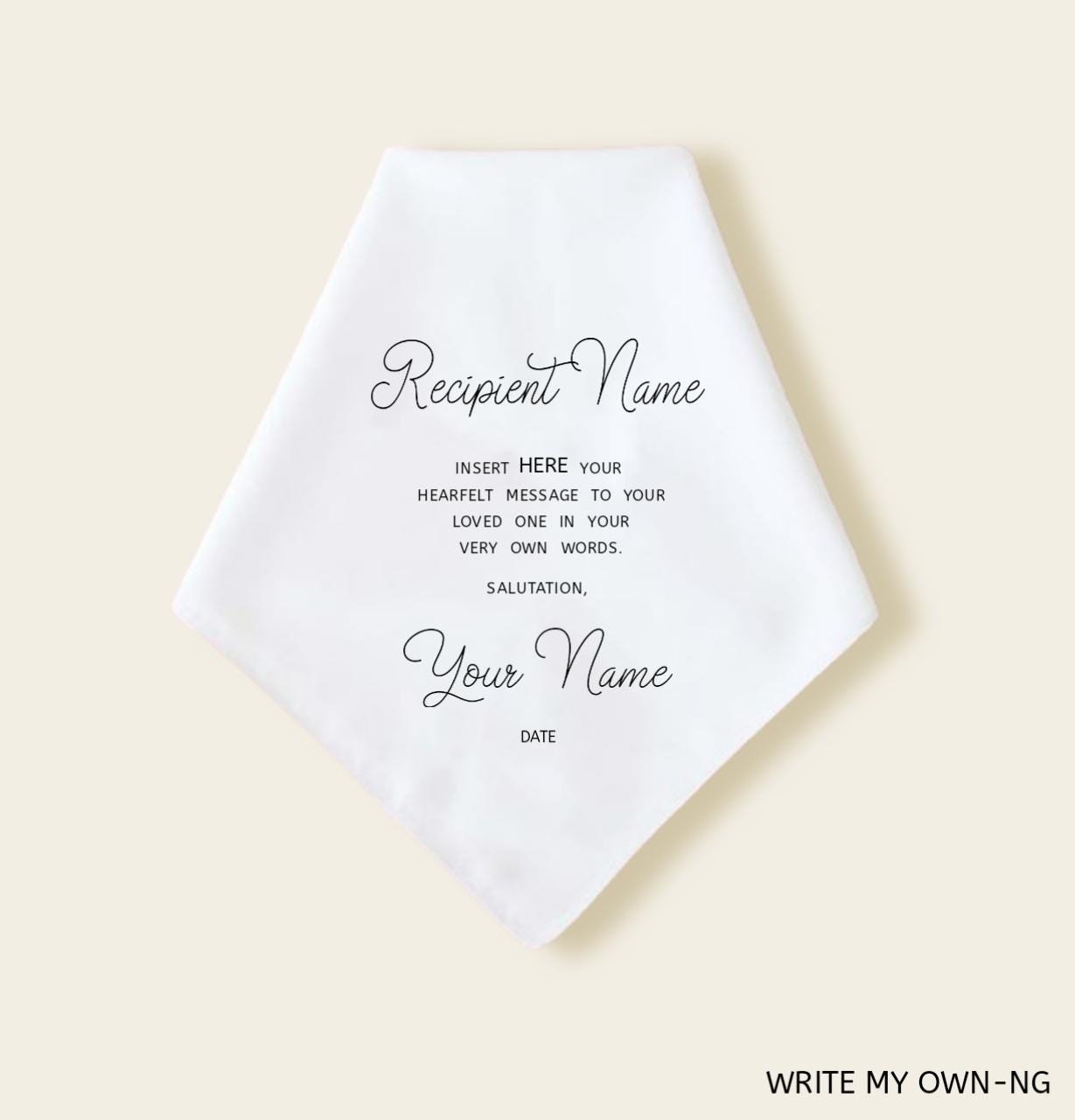 Mother of the Bride Gift, Wedding Gift for Mom, Personalized Wedding Handkerchief for Mom on Wedding Day, Gift for Mother of the Bride