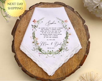 Personalized Daughter Wedding Handkerchief Gift, Gift from Parents Of the Bride, Wedding Handkerchief for Bride, Wedding Ceremony Gift