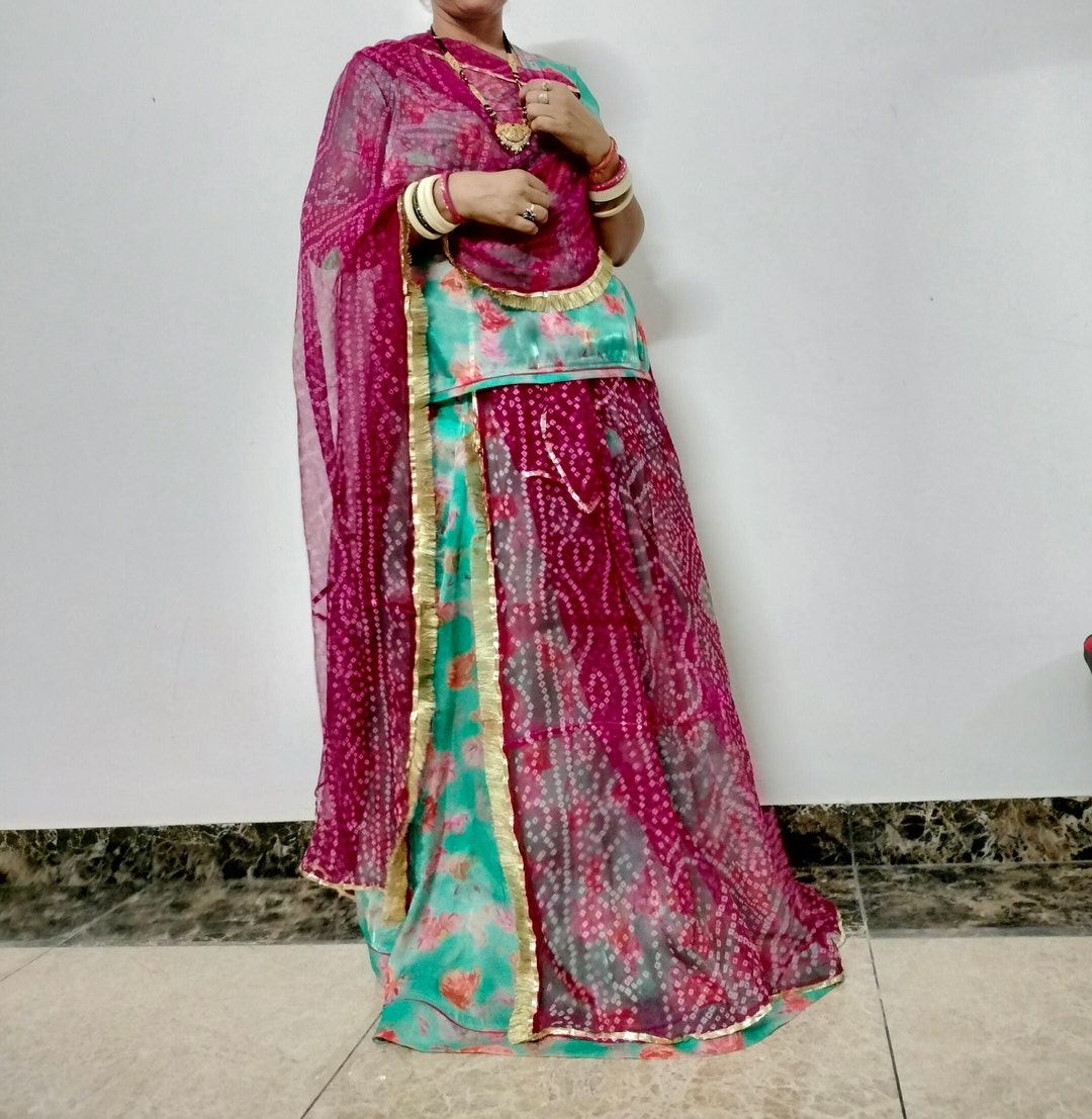 Rajasthani Rajputi Orgenja Poshak With Pure Bandhej Odhani Etsy