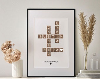 Personalized Family First Name Poster - Customizable Family Crossword Table - Personalized First Names Canvas - Gift Idea for Family