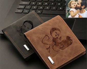 Personalized Men's Leather Wallet - Customizable Photo Wallet - Personalized Photo Wallet for Men - Men's Gift Idea