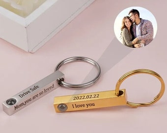 Photo Projection Key Ring - Customizable Key Ring with Photo - Personalized Photo Key Ring - Engraved Photo Key Ring - Gift Idea