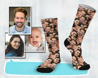 Customizable Socks Up to 3 Faces - Personalized Sock Photos - Pair of Socks - Men's Gift Idea