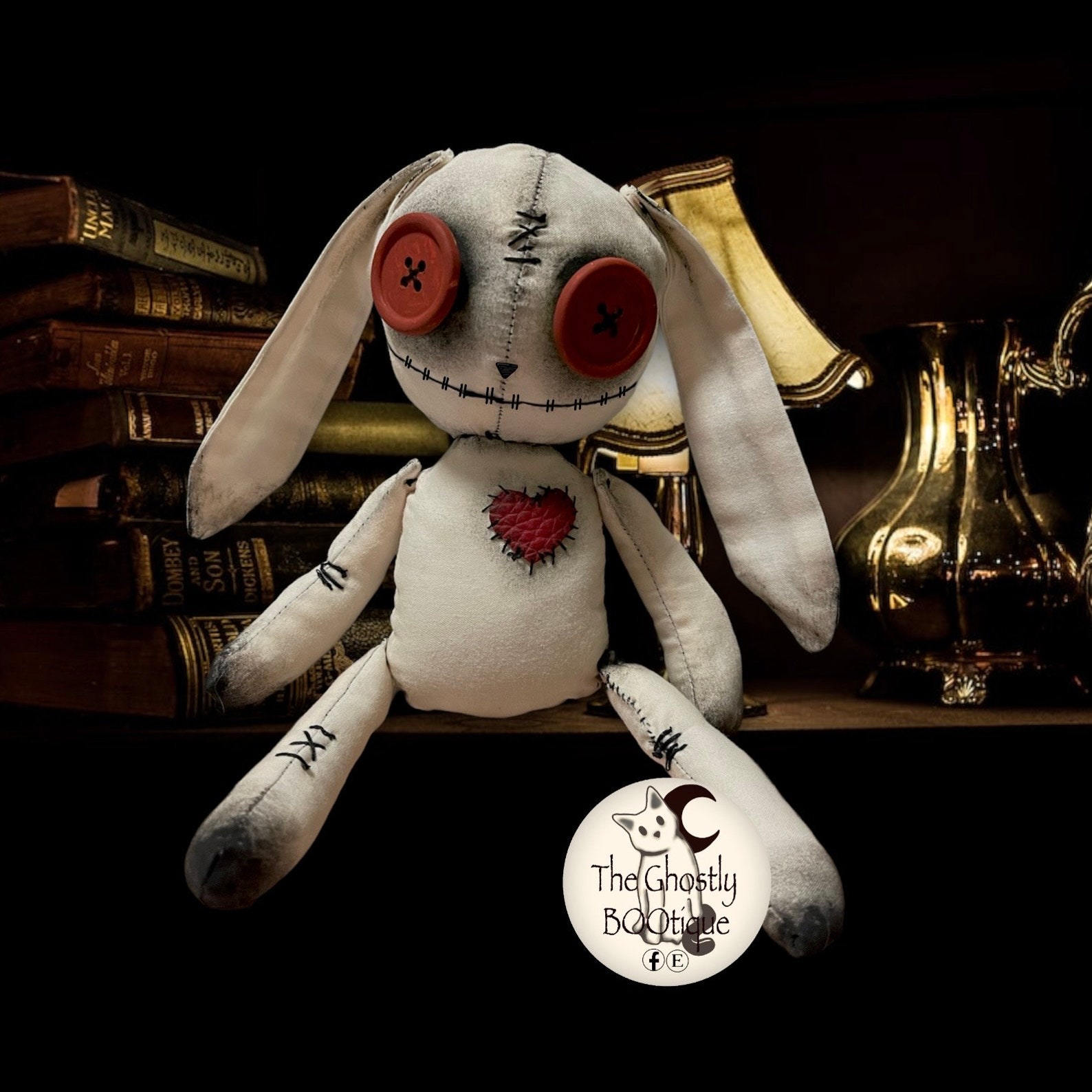 Creepy Cute Bunny Rabbit Vintage Looking Button Eyes Voodoo Doll , Rag ...
