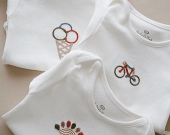 Short Sleeve Cotton Baby Romper | Embroided Romper for Babies and Toddlers | Unique Newborn Baby Gift