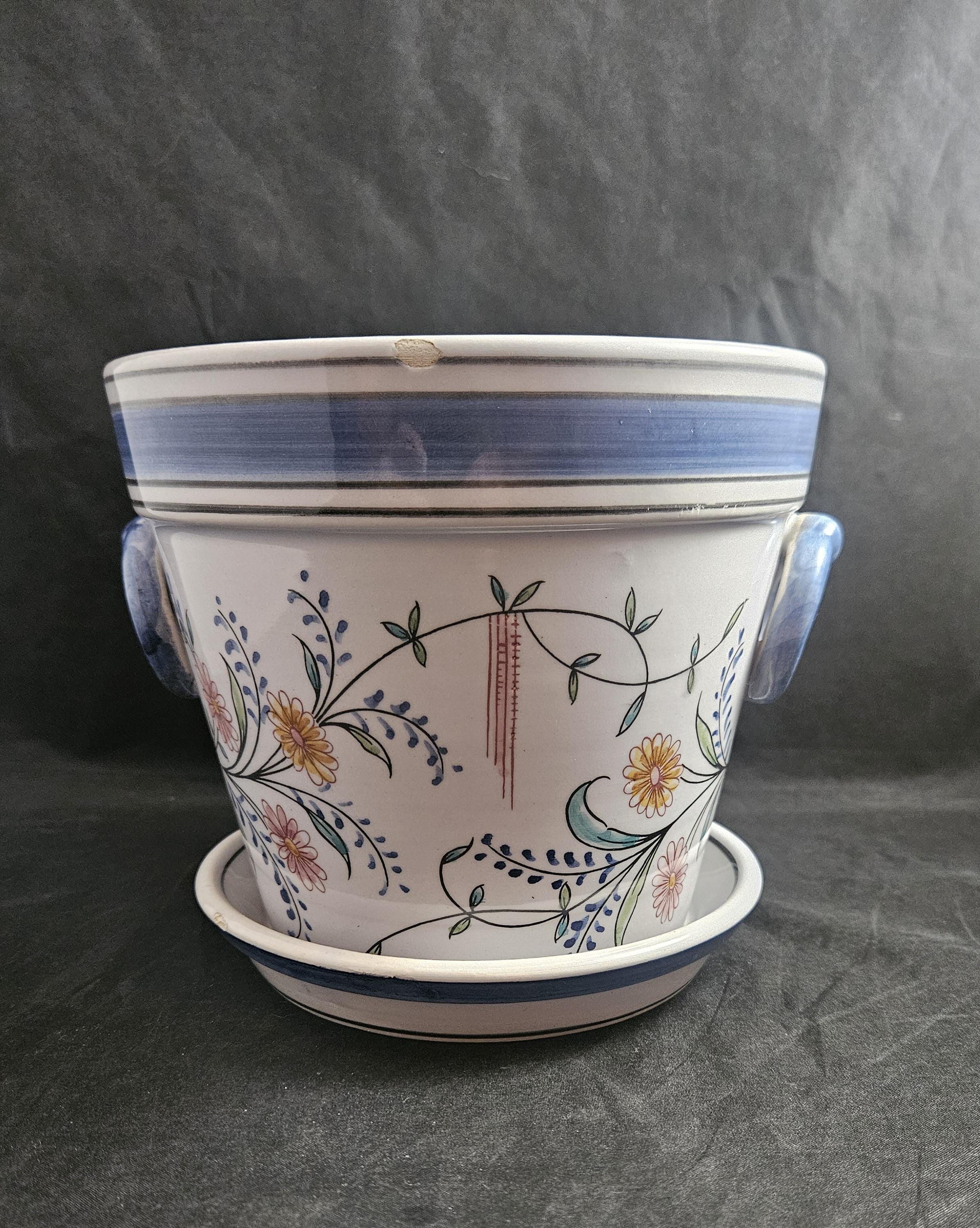 Vintage Mottahedeh Hand Painted Cache Pot Indoor Planter Pot With ...