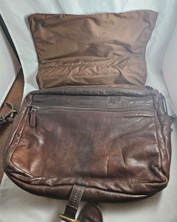 Vintage Brown Leather Messenger Bag - Crossbody S… - image 4