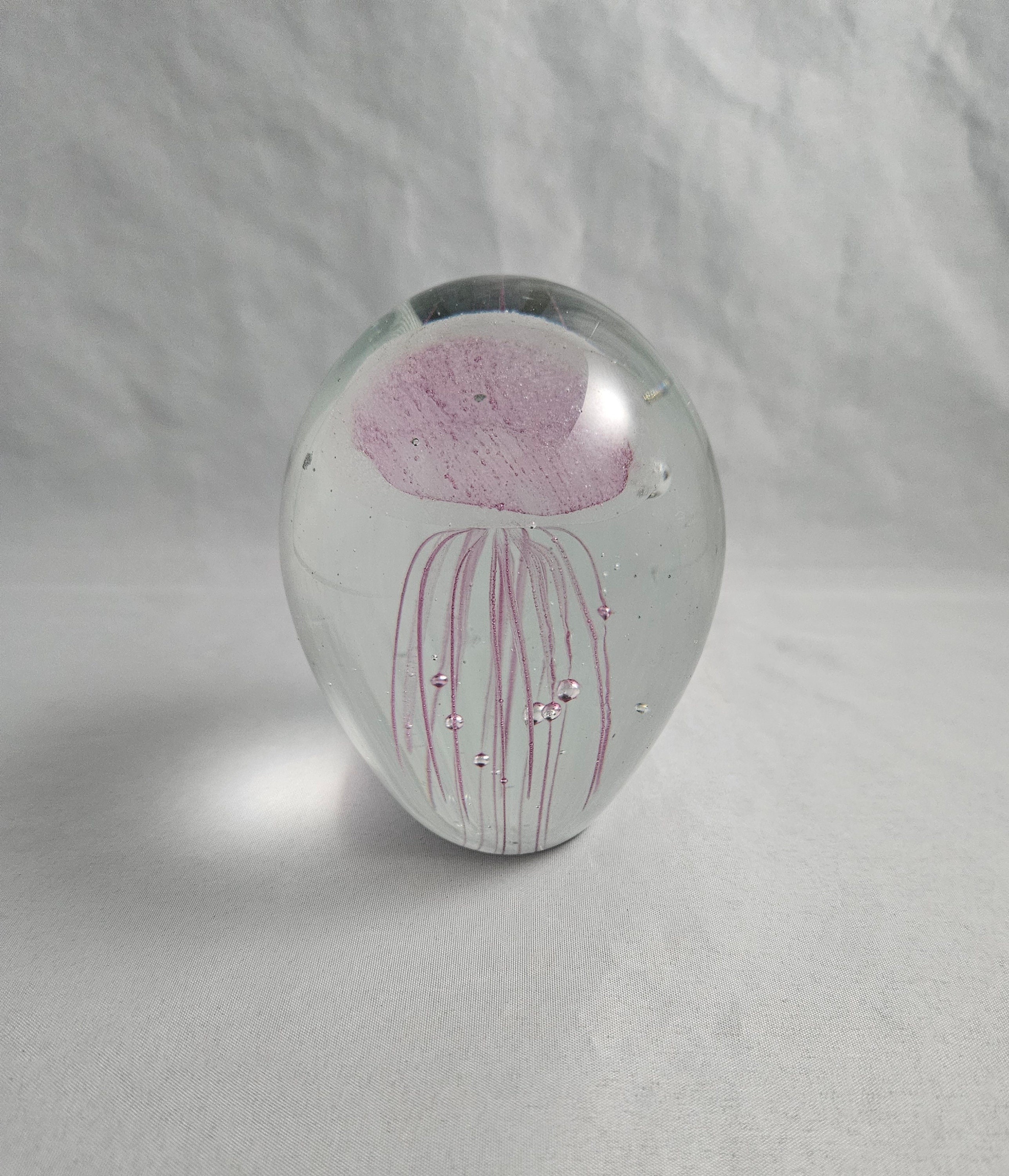 Dynasty Gallery Glass Art Pink Color Jellyfish Paperweight Glow in the ...