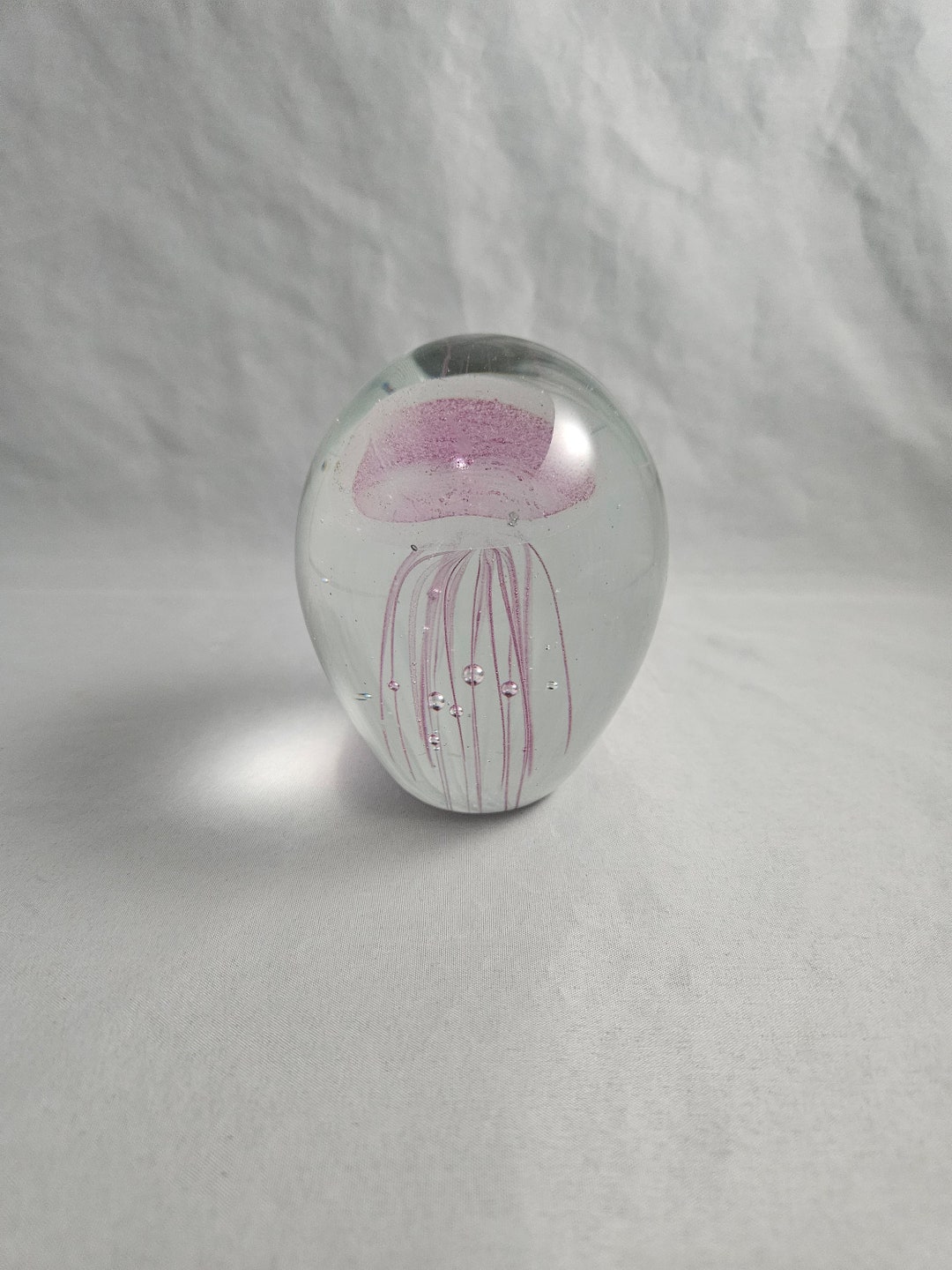 Dynasty Gallery Glass Art Pink Color Jellyfish Paperweight Glow in the ...