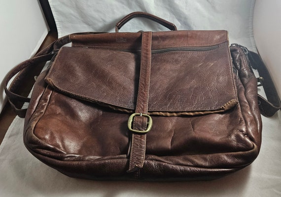 Vintage Brown Leather Messenger Bag - Crossbody S… - image 2