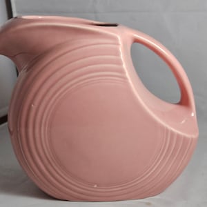 VINTAGE FIESTA PINK Disc Pitcher Homer Laughlin Fiestaware Collectible Pottery
