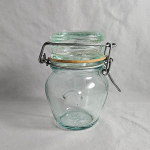 Vintage Vetreria Etrusca Glass Jar, Aqua Blue Italian Glass Sealing Canning Jar, I980s Made in Italy Kitchen Decor Glass Storage Jar