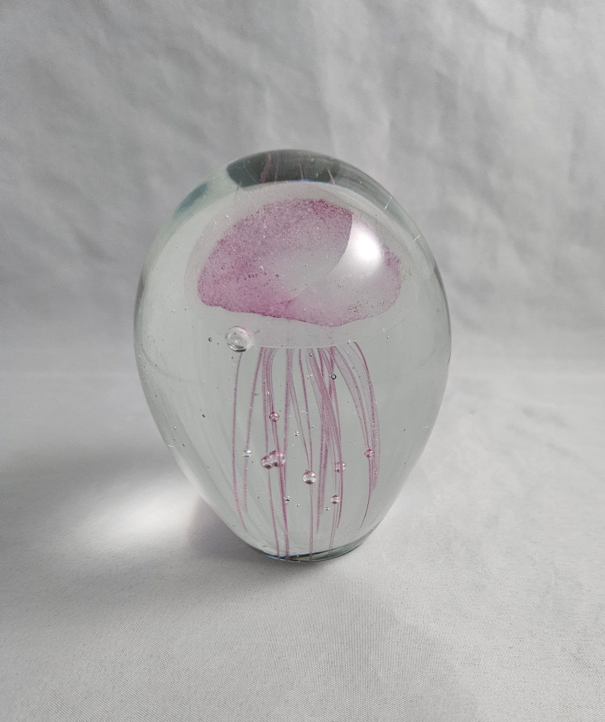 Dynasty Gallery Glass Art Pink Color Jellyfish Paperweight Glow in the ...