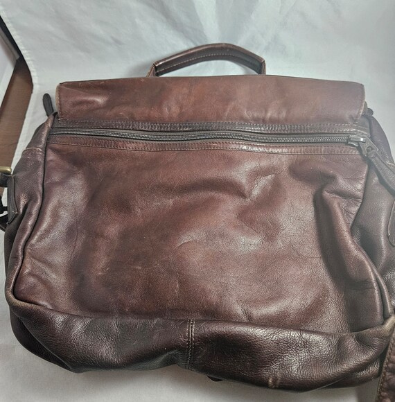 Vintage Brown Leather Messenger Bag - Crossbody S… - image 3