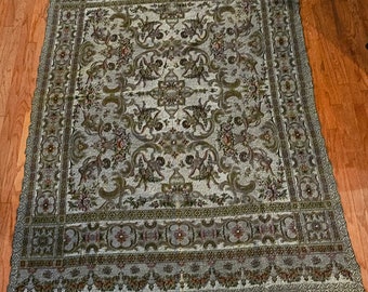 Silver Italian Bedspread, Reversible Silk and Cotton Blend, Excellent Condition, 87&quot; x 65&quot;