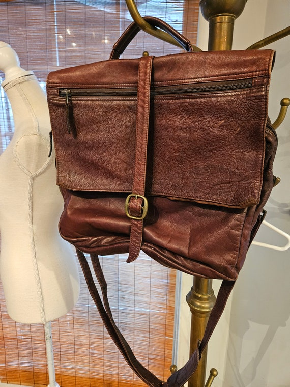 Vintage Brown Leather Messenger Bag - Crossbody S… - image 10