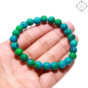 Natural Chrysocolla Gemstone Bracelet, 8mm Beaded Round Bracelet, Handmade Unisex Stretchable Bracelet, AAA Healing Meditation Yoga Bracelet