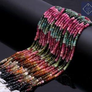 Multi TOURMALINE Faceted Rondelle Beads, Multicolor Tourmaline Rondelle Beads, Tourmaline Faceted Beads, 4mm Watermelon Tourmaline Beads
