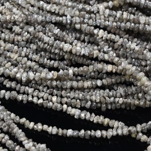 Perline non tagliate con diamante grigio, perline con diamante grigio di qualità AAA, perline non tagliate con diamante da 2,5-3 mm da 15 pollici, diamante grigio naturale per la creazione di gioielli
