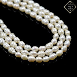 Genuine Freshwater Pearl Beads, Natural 6X8MM Rice Pearls Beads , AAA Quality Pearl Beads, Freshwater Pearl Beads for jewellery Making