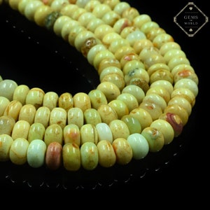 Yellow Opal Smooth Rondelle Beads, Natural 7-9mm Yellow Opal Beads, AAA Quality Yellow Opal Beads For Necklace and Bracelet, Beads Supplier